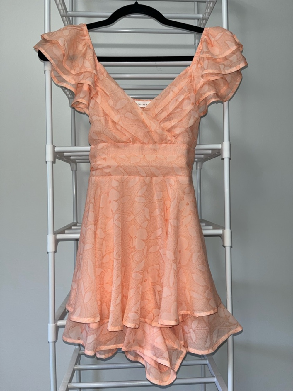 Altar'd State Peach Floral Ruffle Skater Dress